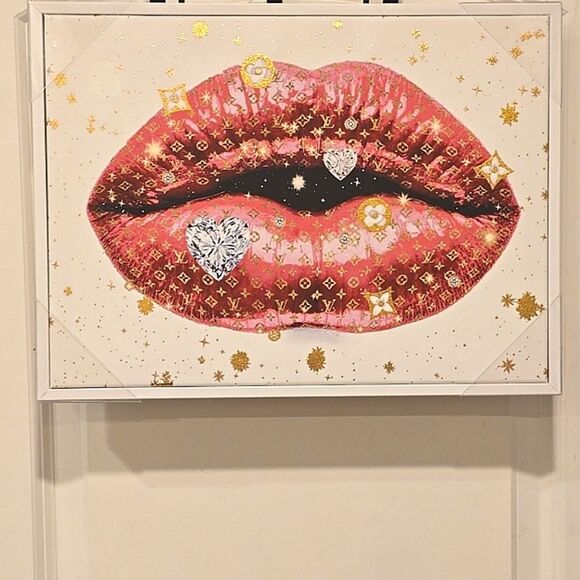 Madeline Blake Luxury Lips Wood Framed Canvas Wall Decor - Picture 5 of 7
